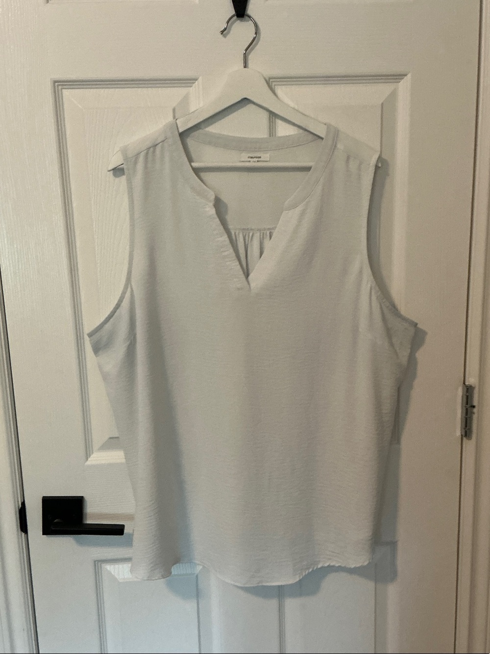 Maurices White Sleeveless Split V-Neck Tank Top